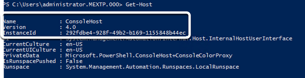 CLI Output ConsoleHost versione 4