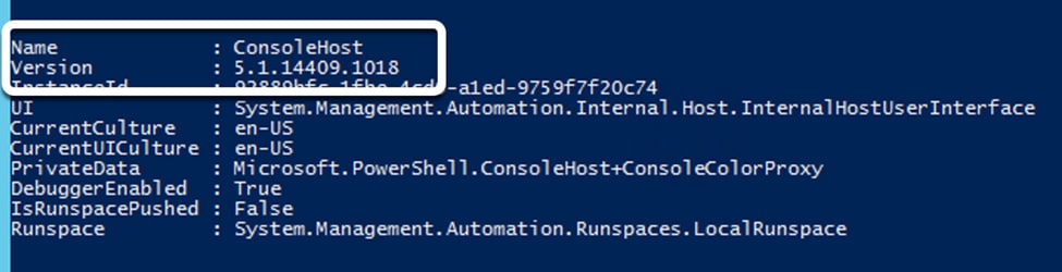 CLI Output ConsoleHost versione 5.1