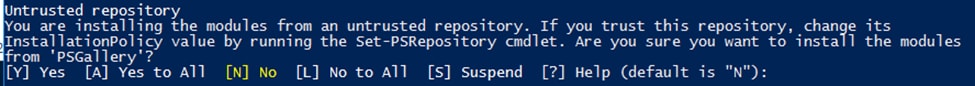 Repository non attendibile di output CLI