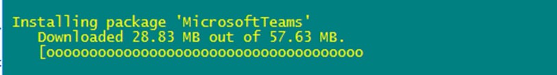 Output CLI per l'installazione dei team Microsoft