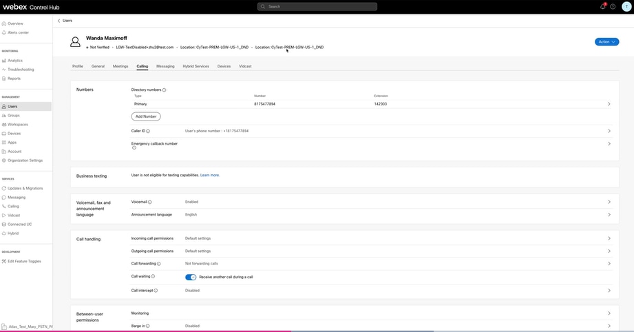 Usuario asignado a una ubicación que no utiliza el proveedor PSTN de Cisco