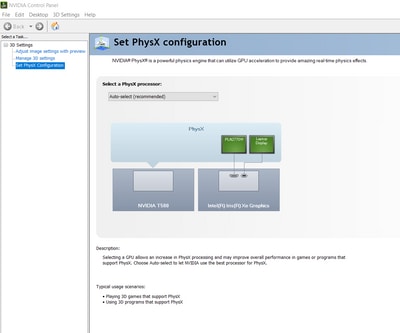 Set PhysX Configuration.