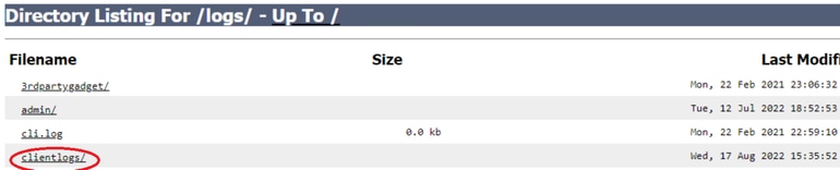 Elenco directory per Clientlogs/ Directory
