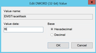 Edite EMSTraceMask e defina o valor como f8