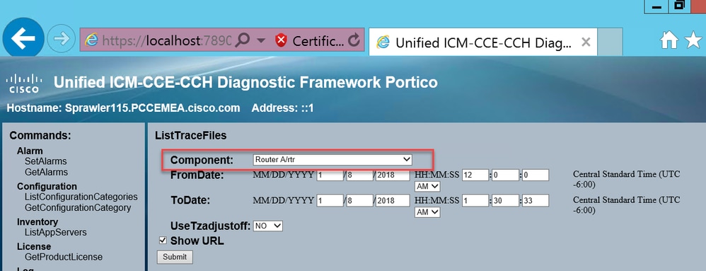 Diagnostic Framework Portico - طريقة عرض ListTraceFiles