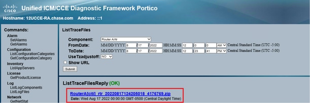 Diagnostic Framework Portico - Conferma visualizzazione ListTraceFiles