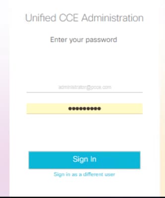 Unified CCE Administrationのサインインビュー