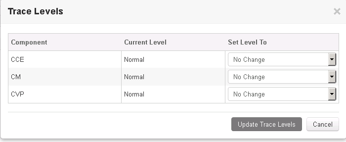 Actualizar el cuadro de diálogo Niveles de seguimiento