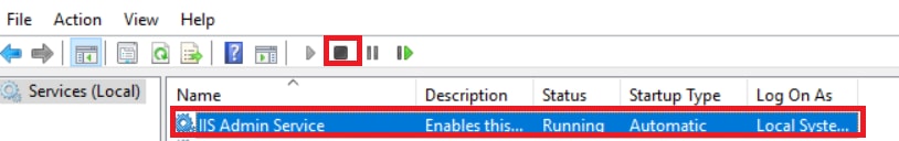 Click IIS Admin Services