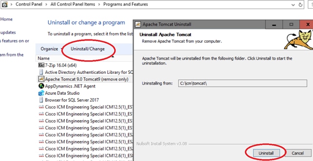 Uninstall or Change