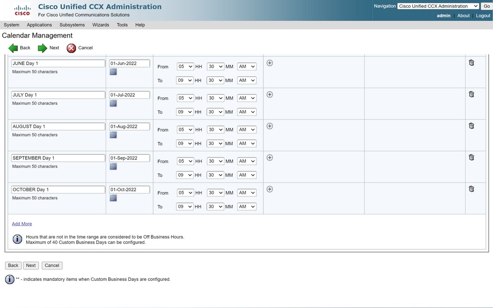 Configure Unified Contact Center Express Calendar Management - Cisco