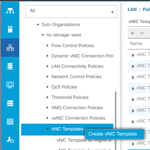 Create vNIC Template