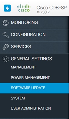 Web UI Options - Navigate to General Settings then Software Update