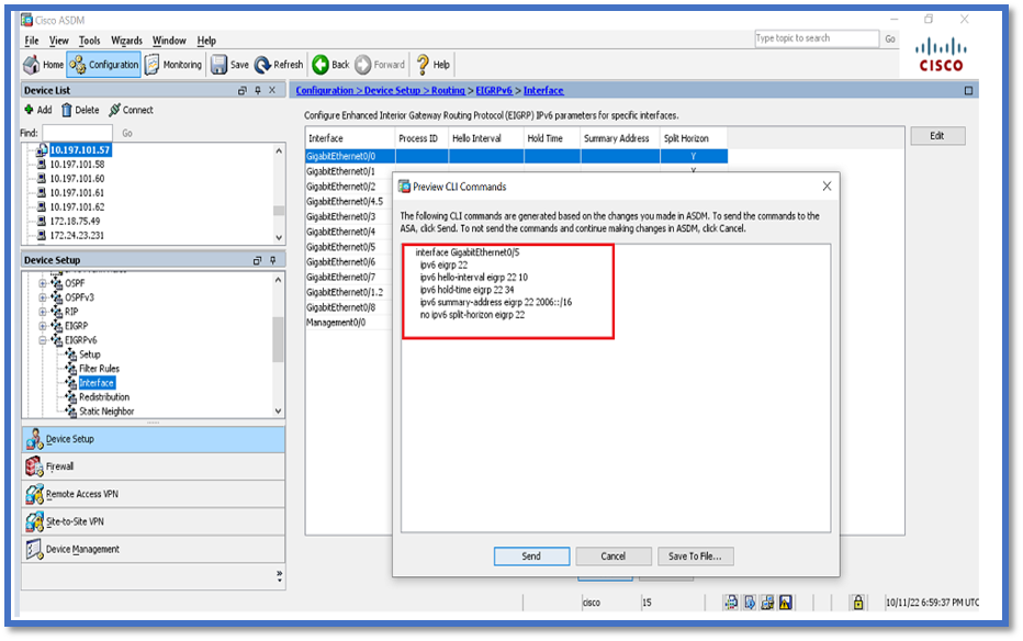 Configure EIGRPv6 Settings for an Interface