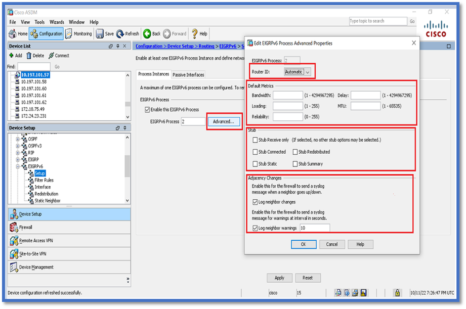 Konfiguration von Router-EIGRP und Standard-Metriken