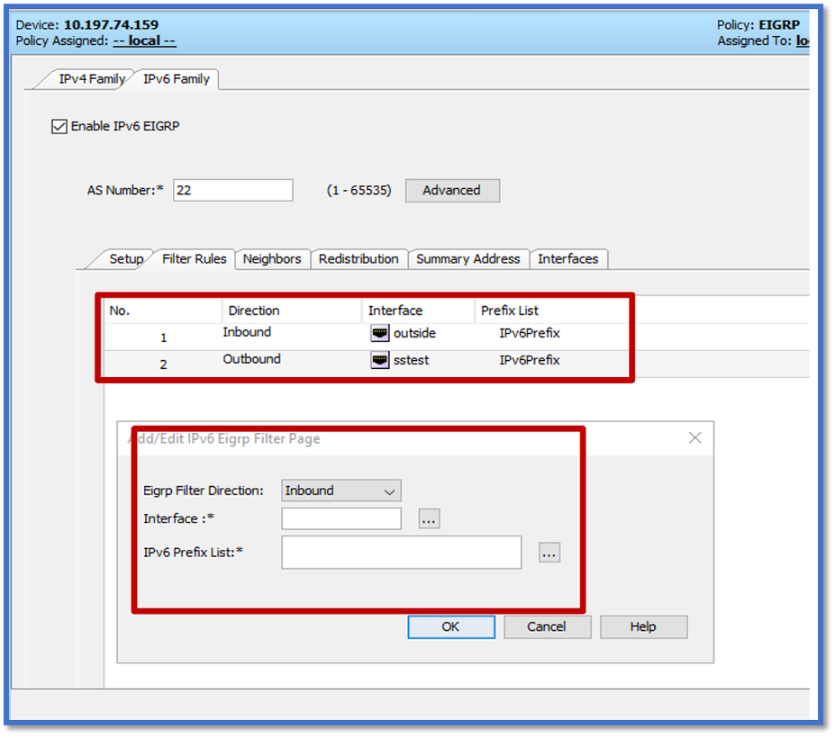 EIGRP IPv6設定頁籤