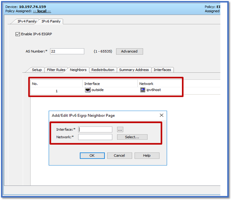 Ficha Reglas de filtro EIGRP IPv6