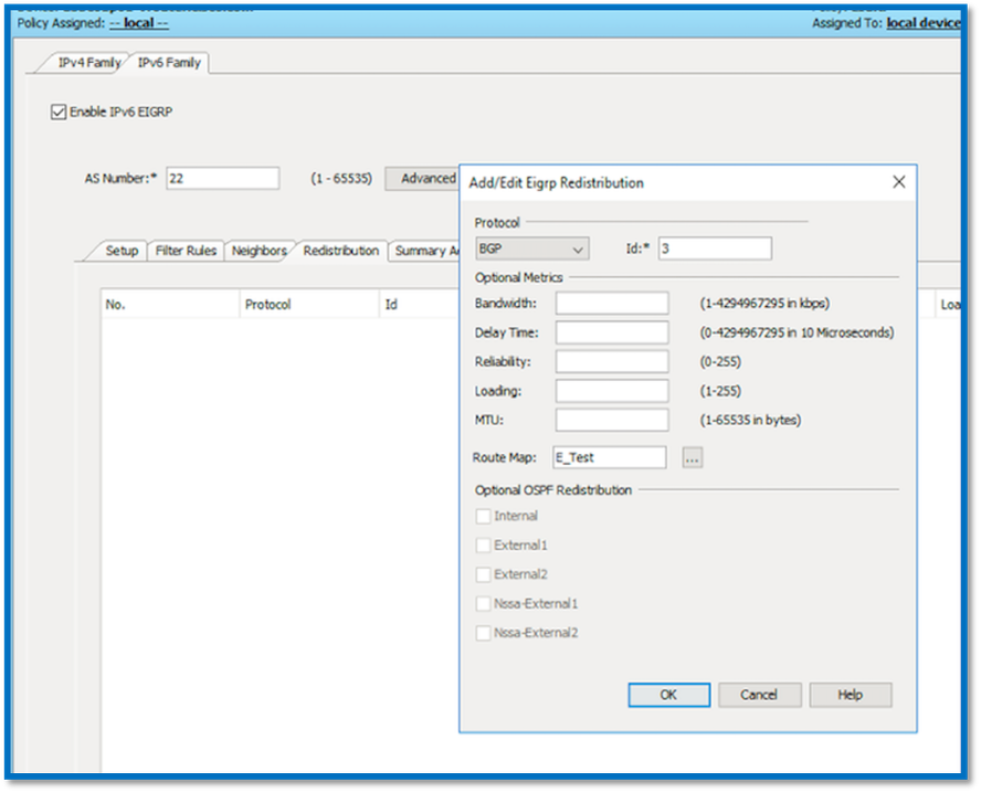 EIGRP IPv6 Neighbors Tab