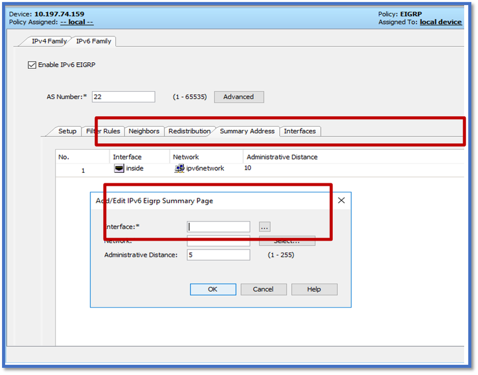 EIGRP IPv6重分佈頁籤