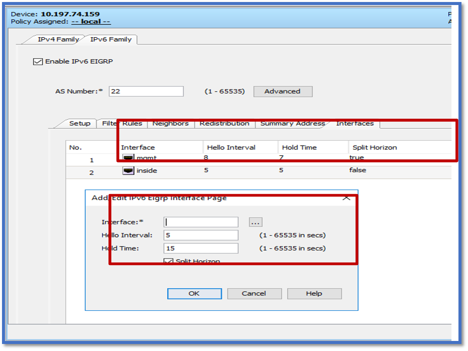 EIGRP IPv6 Summary Address Tab