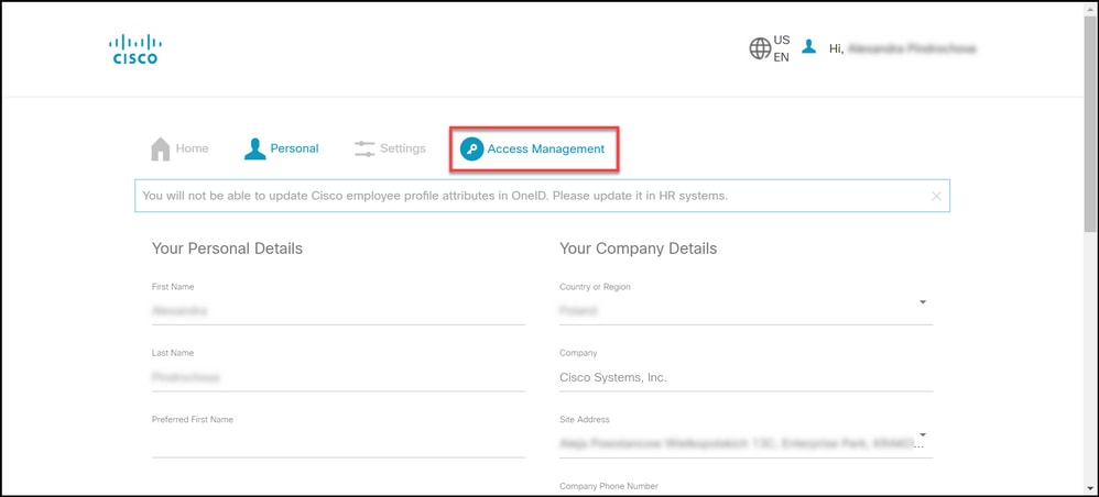 Requesting access to an existing Smart account - Click Access Management