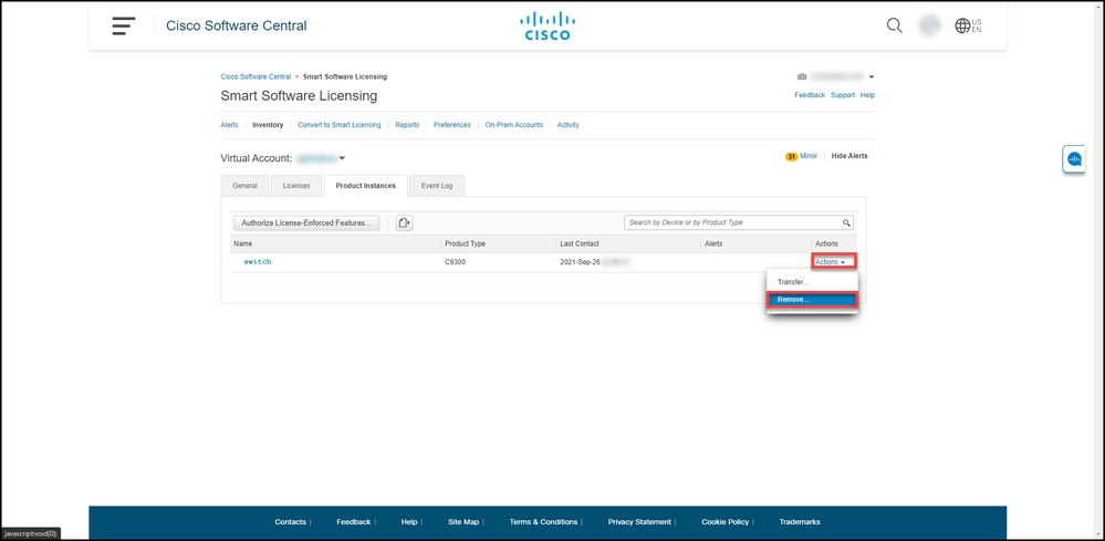 Removing a Product Instance (Cloud Connect) - Remove product instance