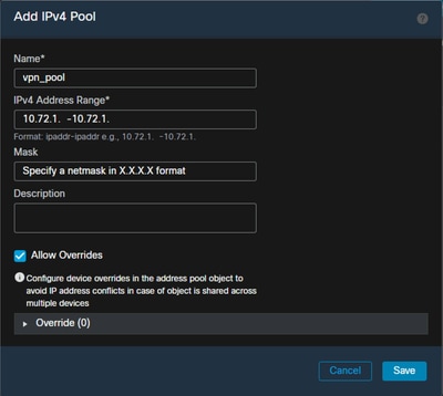 Configure address pool