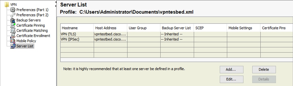 Open Profile Editor and Select the Server List and then ADD