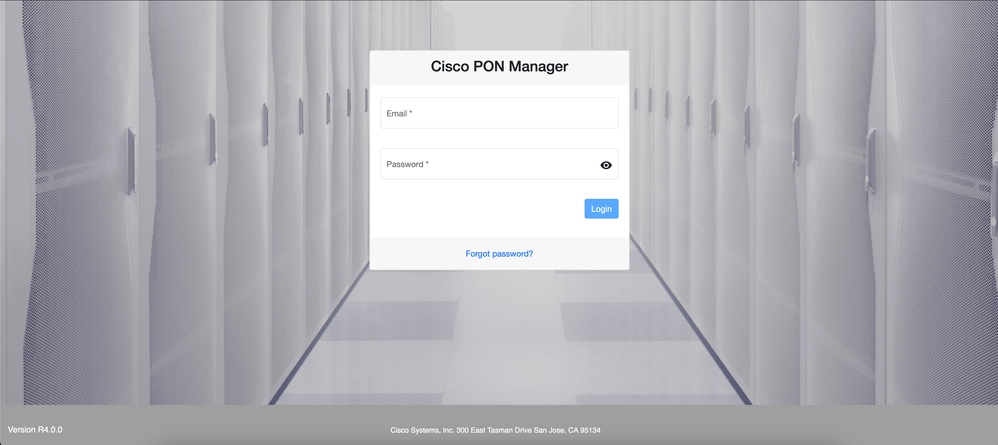 PON Manager-Anmeldebildschirm