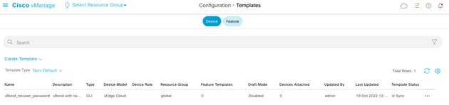 Template Push to the Device to Change Running Configuration