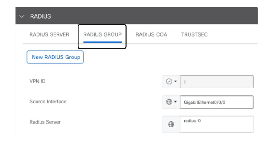 RADIUS Group Configuration