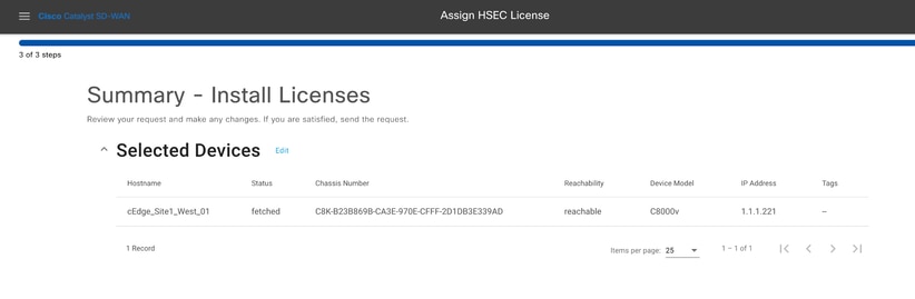 Summary - Install Licenses