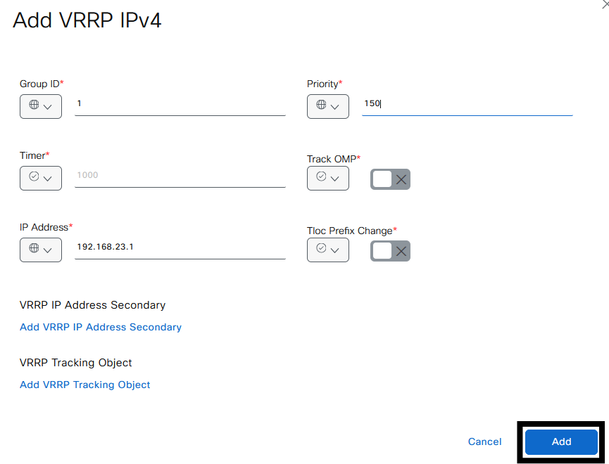 VRRP Configuration Example Standby