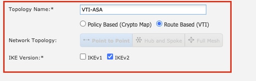 Forneça o nome da topologia e selecione o tipo de VPN