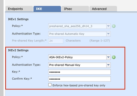 Configurações de IKEv2