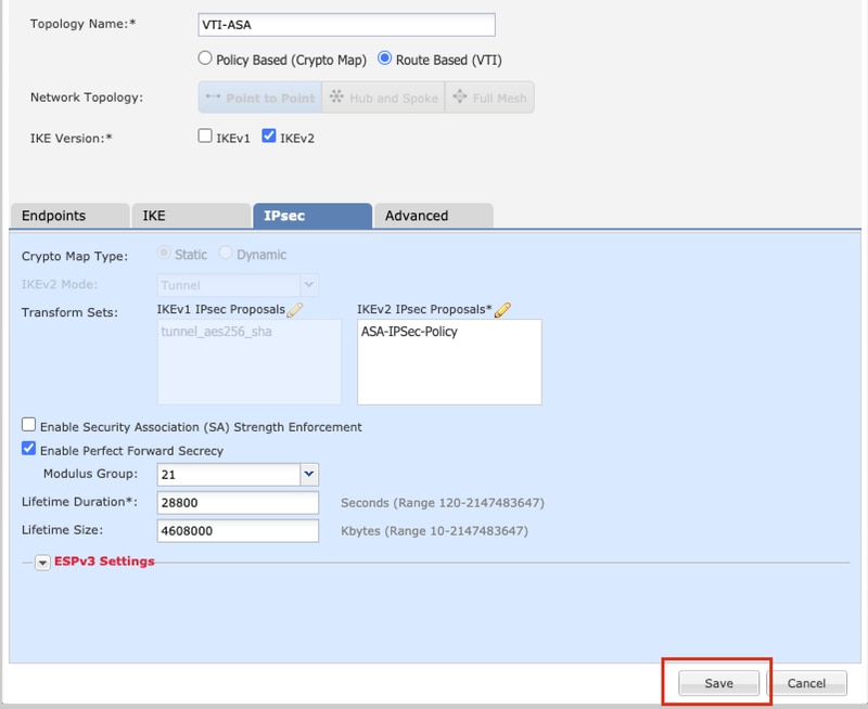 Verificar as configurações definidas e salvar