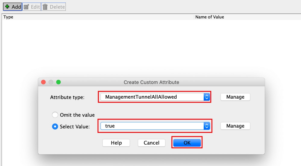 Choose the Attribute Type and Value