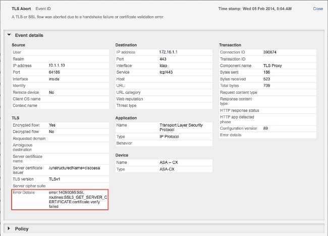 ハンドシェイク障害または証明書検証エラーによる Ngfw サービス モジュール Tls の中断 Cisco