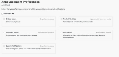 Email Announcement Preferences