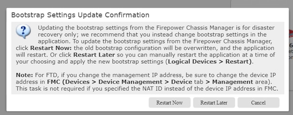 Confirmación de actualización de configuración de Bootstrap