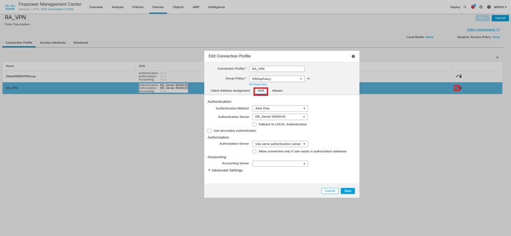 cisco vpn setup secondary radius authentication server