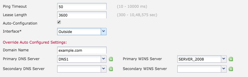 Configuration du serveur DNS/WINS