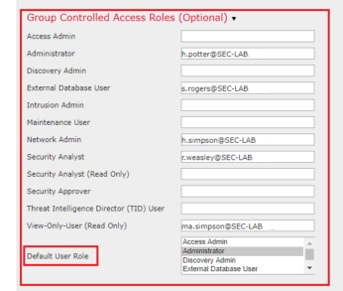 Atribuir funções de usuário em grupos de objetos para acesso controlado no Cisco FMC