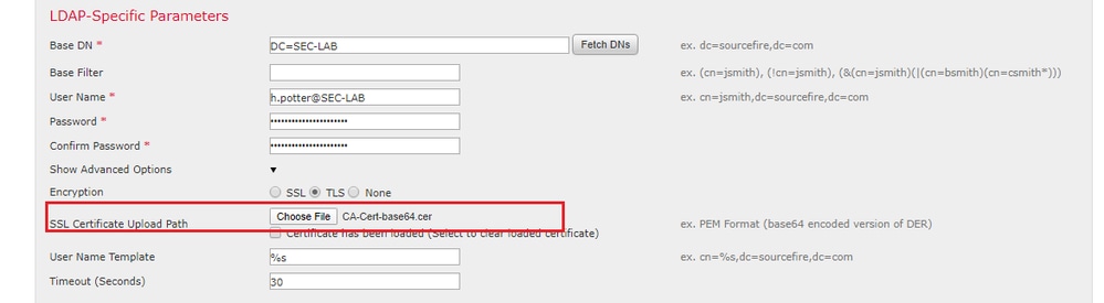 Cargar certificado de CA para verificación de certificado de servidor en Cisco FMC