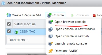 Options to manage the VM