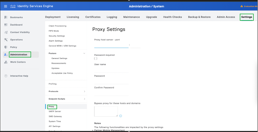 Proxy Configuration for Online Posture Updates