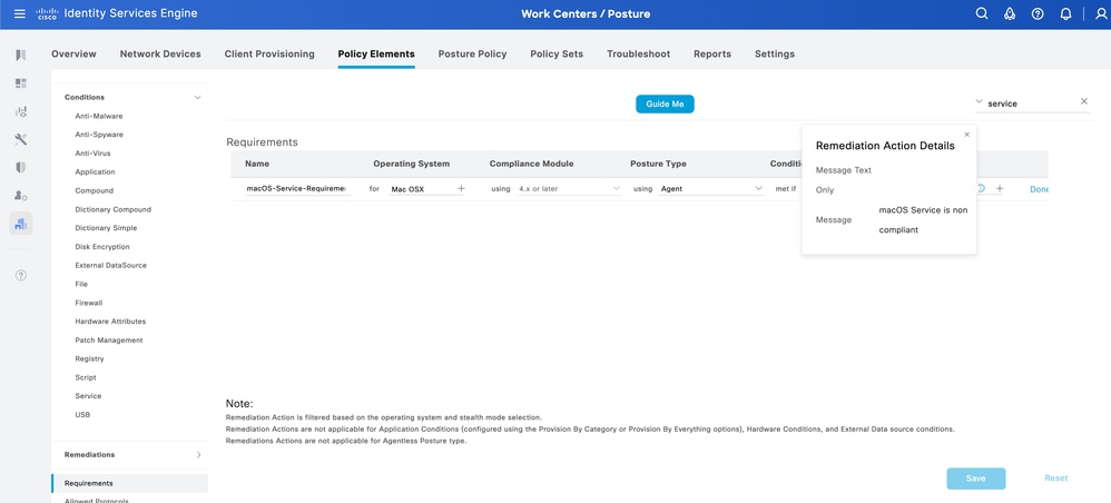 Configure the Requirement and Posture Policy