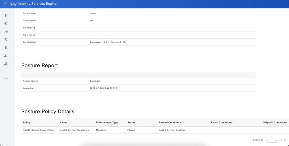 Check ISE Posture Report