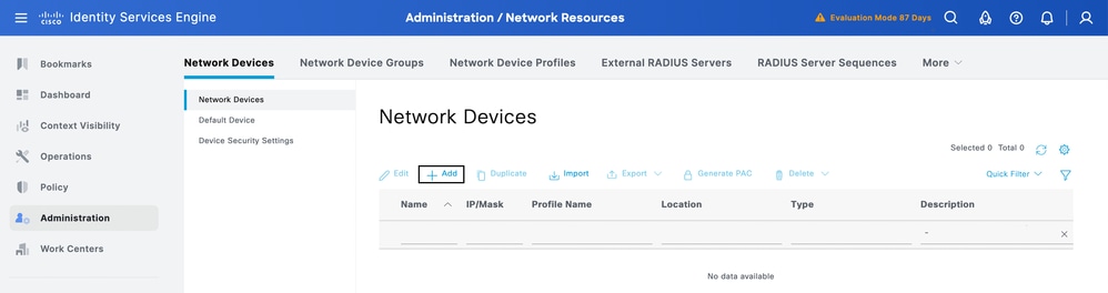 ISE Configuration - Add Network Device