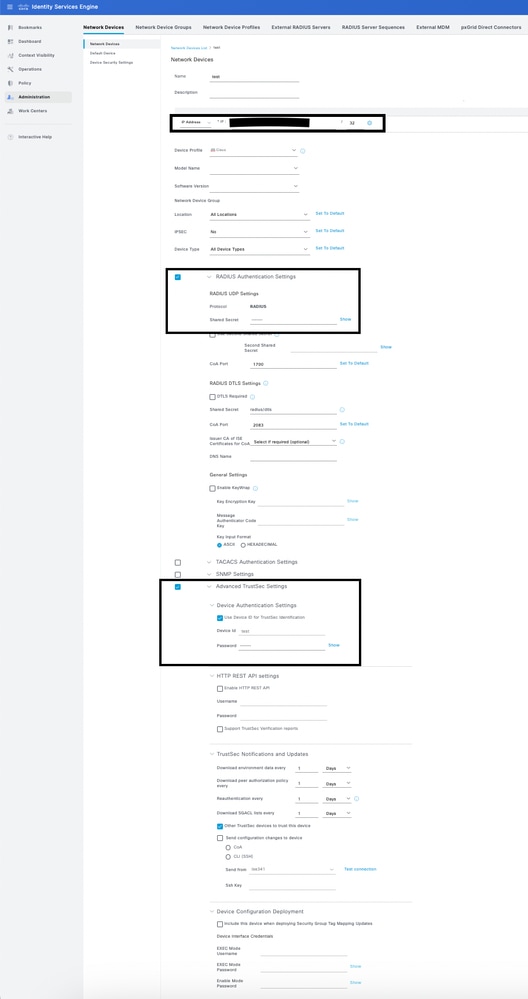 Enable Trustsec Settings